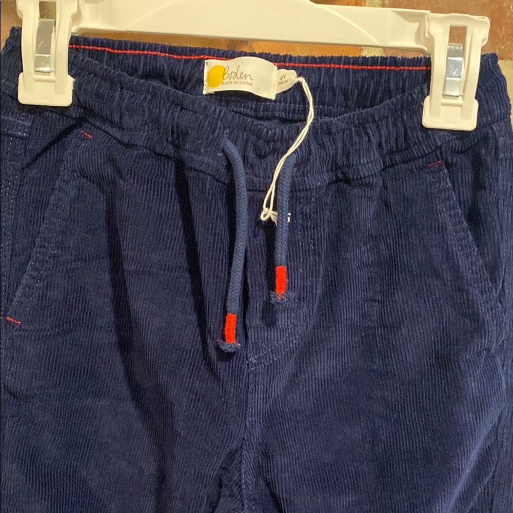 Boden Blue Corduroy Trousers with Red Details